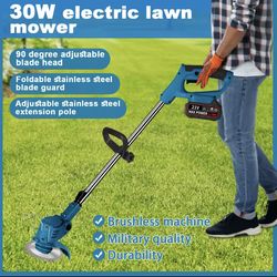 Electric Lawn Mower Rechargeable Li-ion Battery Cordless Grass Trimmer Household Garden Home Powerful Copper Motor