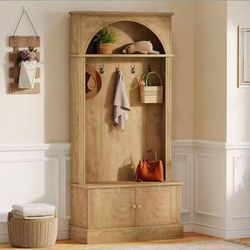 LD0131 new in box 70.8" Hall Tree, 4-in-1 Entryway Coat Rack Shoe Storage with 5 Double Hooks