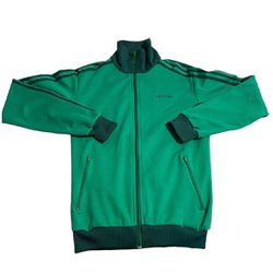 Adidas Track Jacket Men Small Green Full Zip Sweater Workout Gym Heavyweight