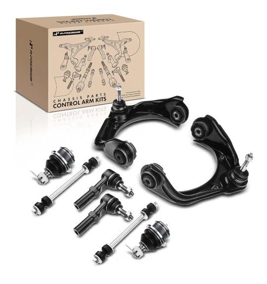 A-Premium Set of 8, Front Upper Control Arm, Sway Bar Link, Lower Ball Joint, Outer Tie Rod End, Compatible with Ford Explorer 06-10, Explorer Sport T
