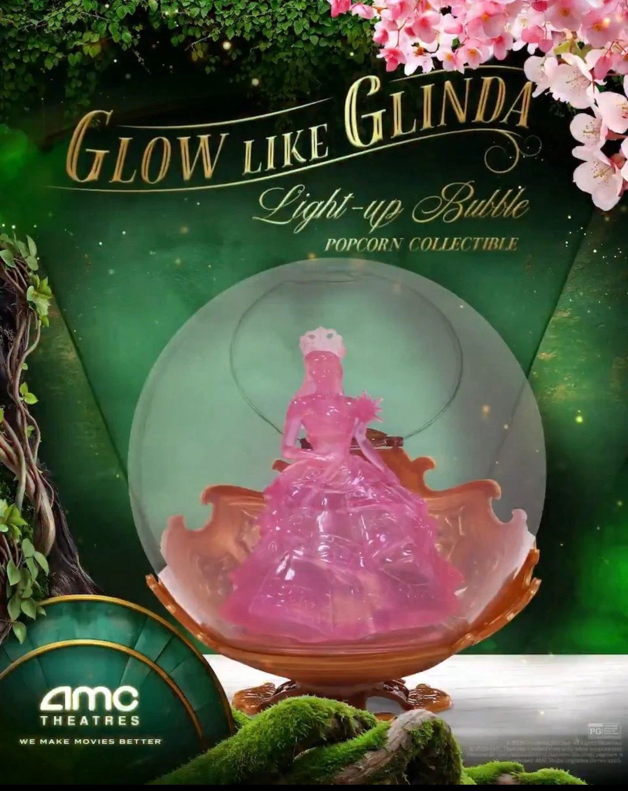 Popcorn Wicked for Good Glinda Bubble Bucket AMC Exclusive Early- Access Movie
