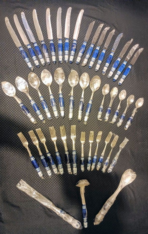 Bjorn Wiinblad, Rosenthal,Studio Linie White And Blue Siena Cutlery