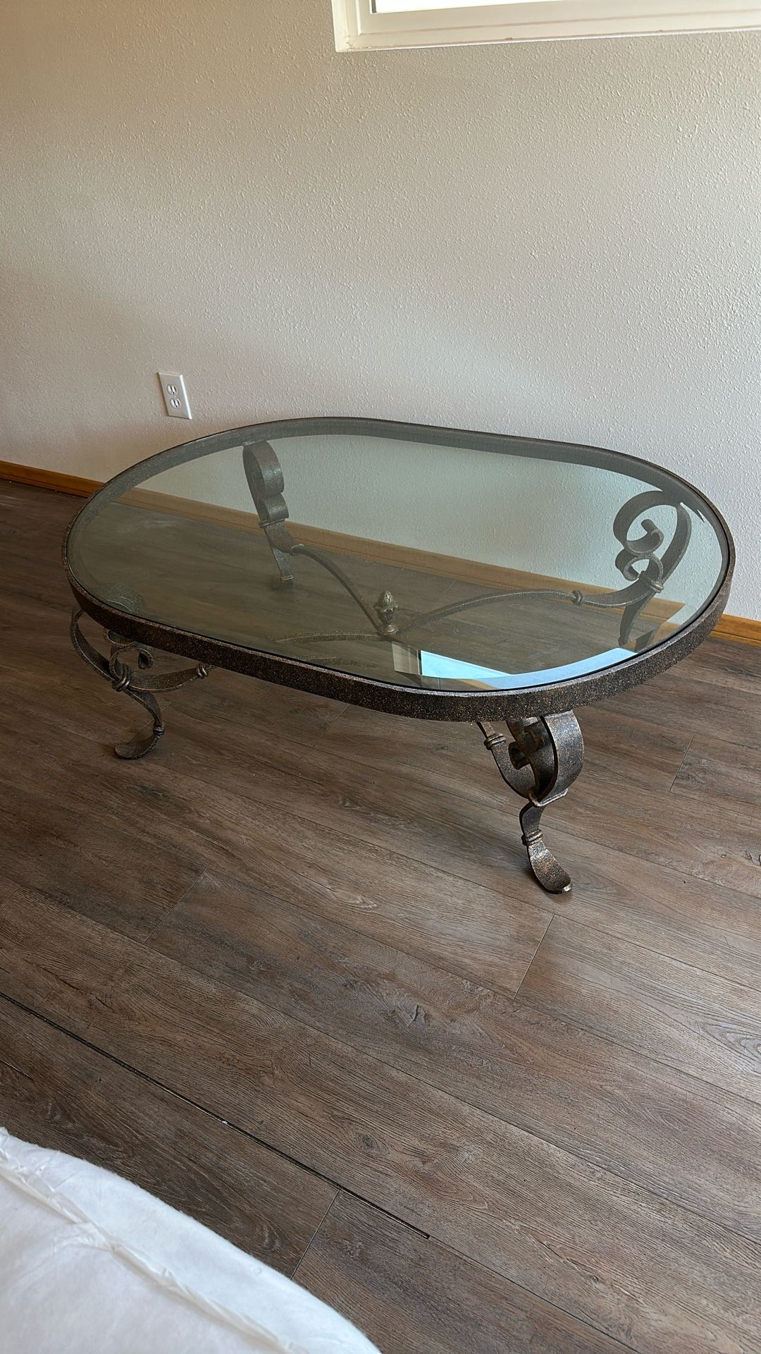 Antique Iron Bar Glass Table
