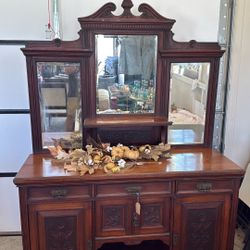 1870’s Antique European Sideboard w/ Brass Pulls
