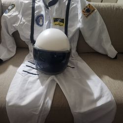 Men's Adult Astronaut Spaceman Costume Coverall Pilot Air Force Flight Jumpsuit And Helmet. 