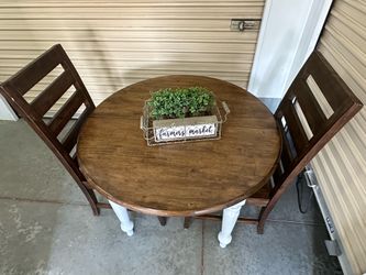 Heavy solid wood table and 2 chairs