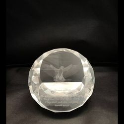 Paperweight Crystal Facet Isaiah 40:31 Round Slanted Eagles Religious Christian