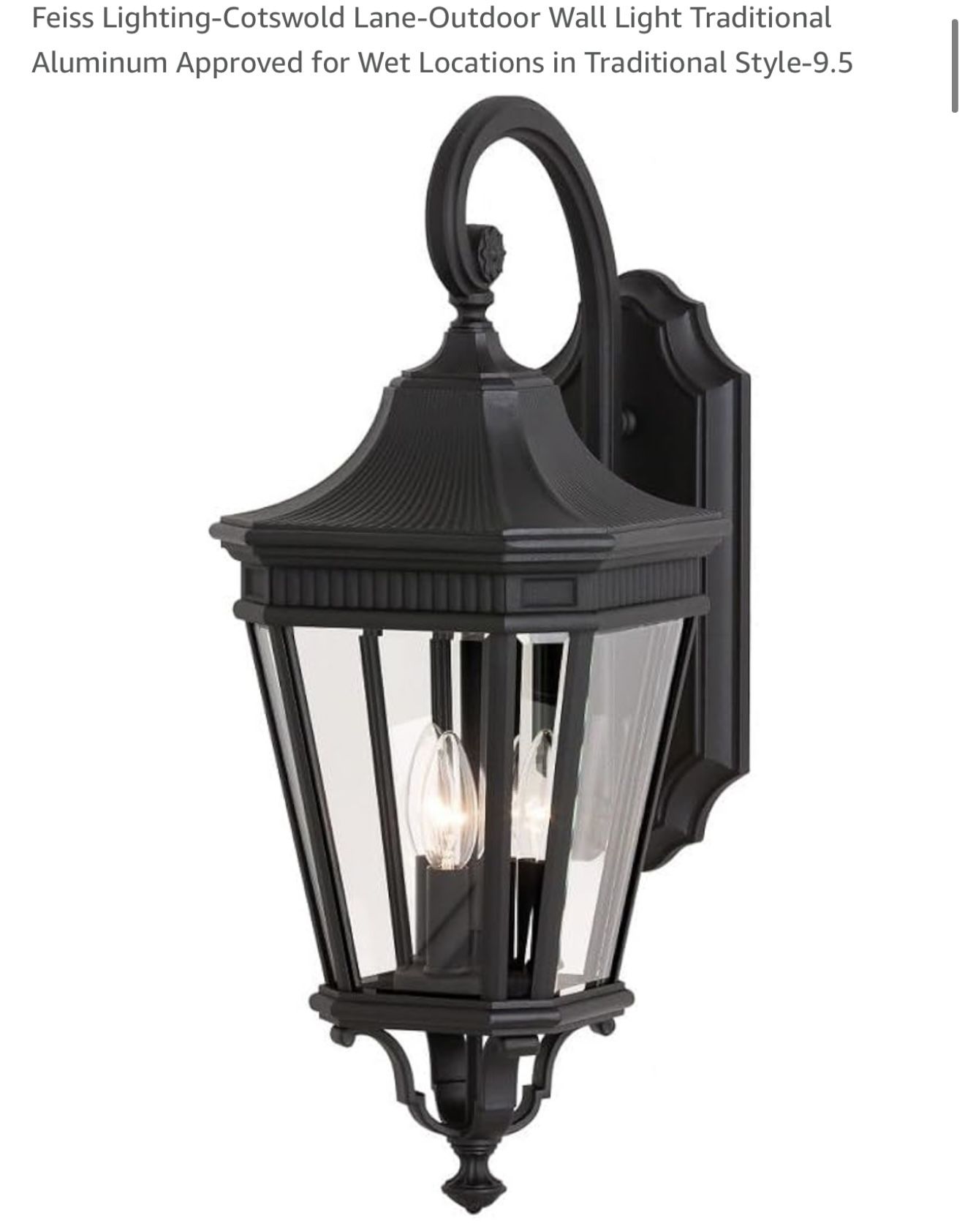 Feiss Lighting Cotswold Lane Outdoor Wall Light Traditional Aluminum Wall Sconce 24” Approved for Wet Locations in Traditional Style