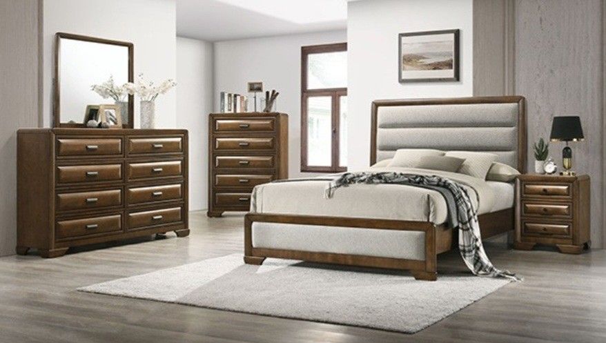Brand New Brown & Grey 4pc Queen Bedroom Set (Available In Eastern King)