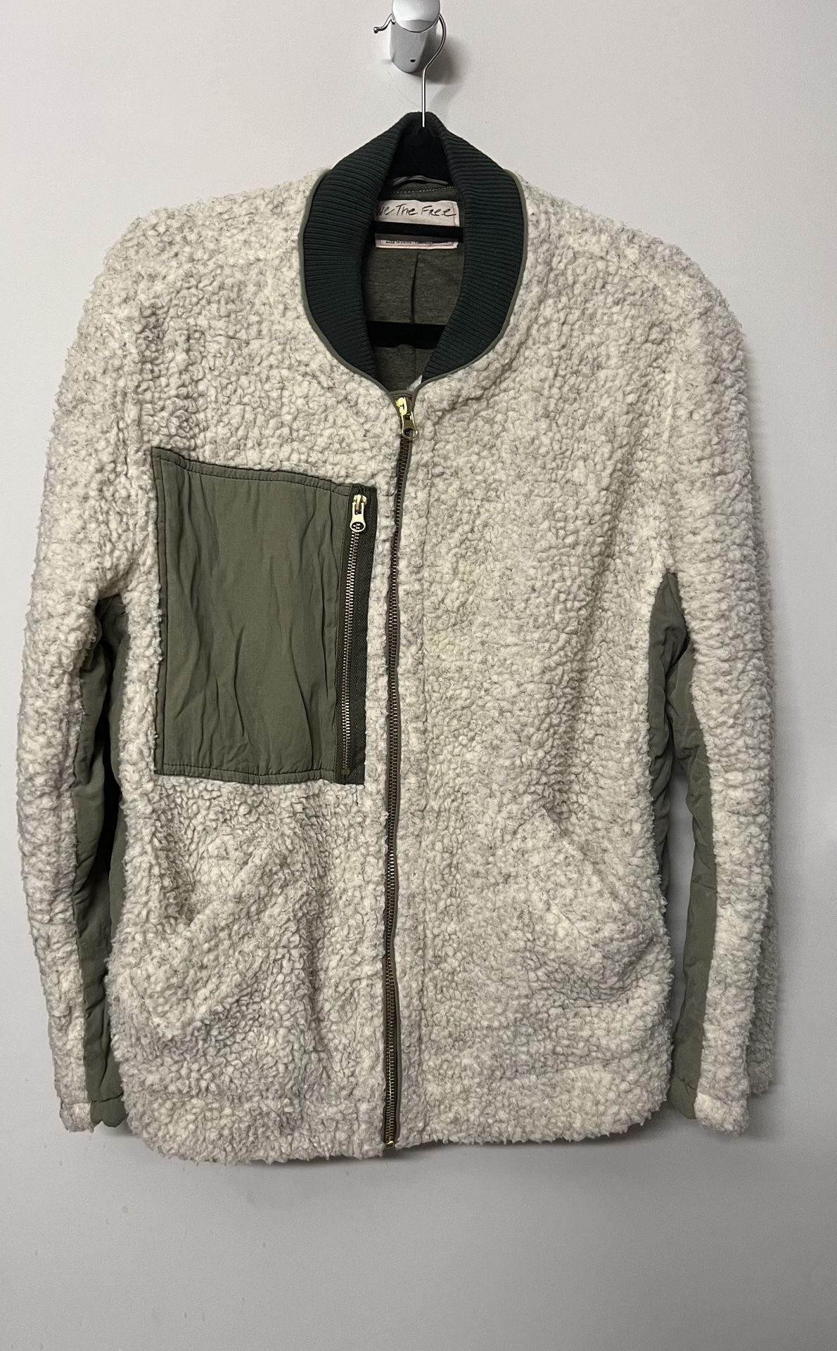 Free People We The People Rivington Sherpa Jacket Olive Size Small