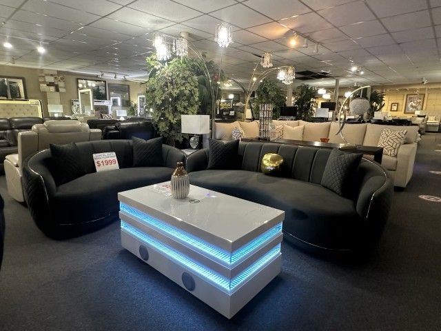 Brand New Dark Gray Linen Modern Sofa + Loveseat 2PCs Set