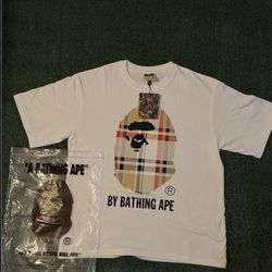 Brand new white Burberry Bape Shirt  size Large #bape #clothing # designer