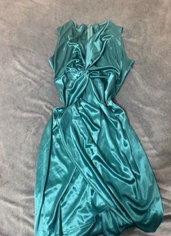 Teal Satin Sleeveless Mini Dress