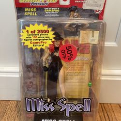 GamePro Magazine Miss Spell Series 6 Limited Edition Vintage Action Figure-RARE. The packaging/card shows some signs of wear, creasing etc otherwise i