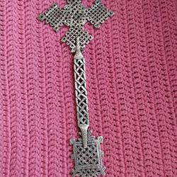 EXTREMELY RARE 19th Century African Patee Blessing Hand Cross in Cast Nickel