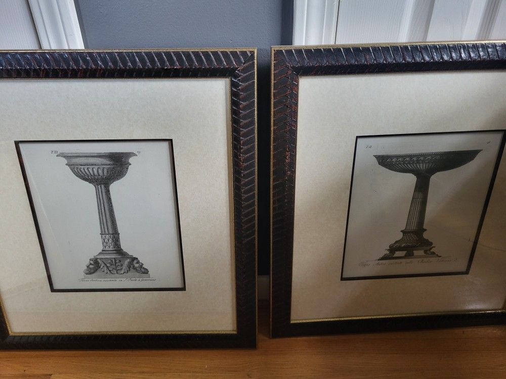 Authentic Urns Engravings Framed Set Of 2