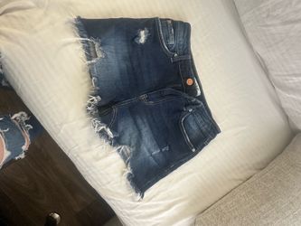 Distressed Denim Cut-Off Shorts