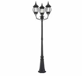 3-Light 94"in Matte Black Metal Outdoor Weather Resistant Post Light