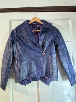 Disney Descendants Mal Purple Faux Leather Moto Jacket size 9/10