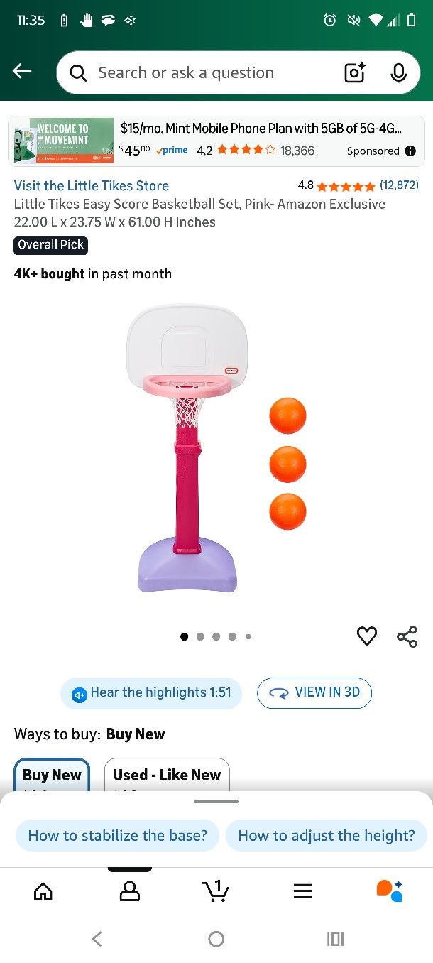 Little Toddler Girl Basketball Hoop