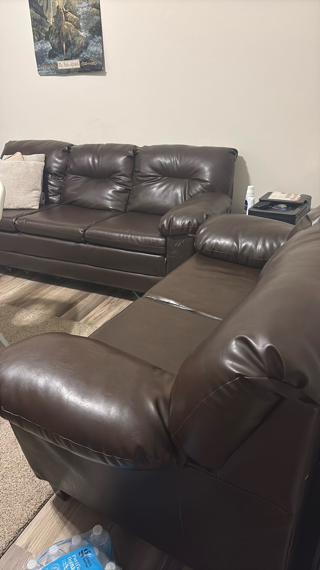 Brown Leather Couch & Loveseat — Great: S Condition