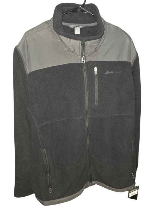 New Eddie Bauer Mens Blk 2XL Polartec Wind Pro Full Zip Windcutter Fleece Jacket