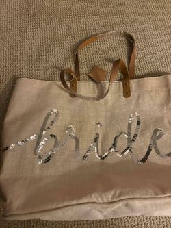 2 Silver Sequin BRIDE Wedding Jute Tote Bags – New with Tags