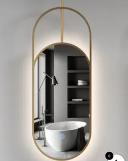 Metal Mirror Oval for Hanging Luminous Bath. Creative Personalized Design Bathroom Mirrors
