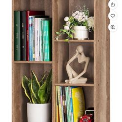 LEYAOYAO Wooden 7 Cube Book Shelf Natural Bookshelf Legs Modern Open Storage Organizer