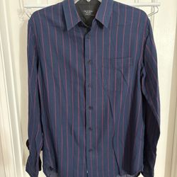 Rag & Bone Navy Blue And Red Pinstripe Button Up Shirt Men’s Medium