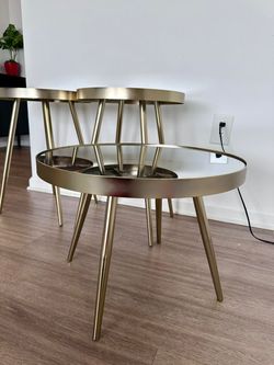3-piece Round Mirror Top Nesting Coffee Table