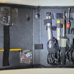 Soldering Kit,2 Soldering Irons,Desoldering Pump And Tube Of Solder In A Soft Zipper Bag.
