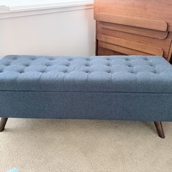 Arthur Tufted Storage Bench Blue - Threshold: Elegant Bedroom Ottoman with Interior Space