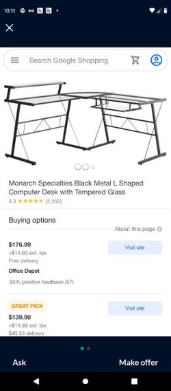 L shaped glass corner table