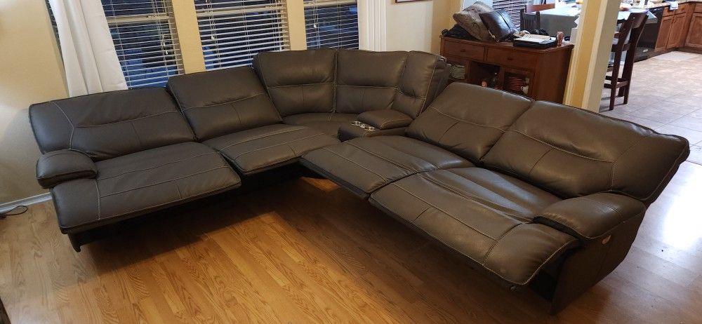 Reclining Gray Leather Like Sectional Couch For Sale In San Antonio TX reclining-gray-leather-like-sectional-couch-for-sale-in-san-antonio-tx