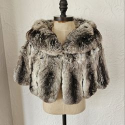 Genuine Chinchilla Fur Stole Shoulder Wrap Size S/m NO OFFERS 
