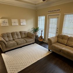 Couch And Loveseat, Light Brown 