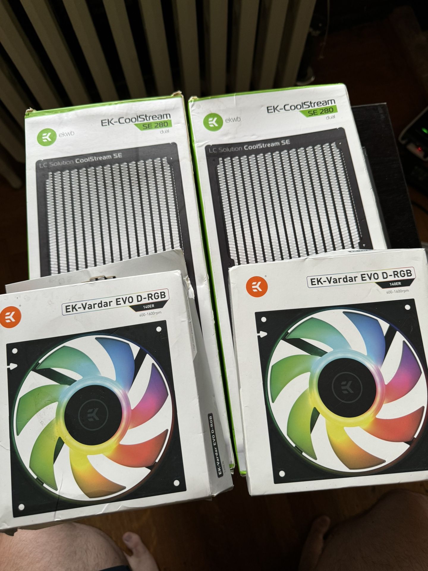 Two EKWB 280mm Radiators And Two PC Fans