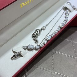 Don Roberto Silver and Diamond Jewelry Bracelet + Silver Bracelet 