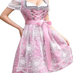  Women's 3-pieces German Dirndl Dress Costumes for Bavarian Oktoberfest Halloween Carnival