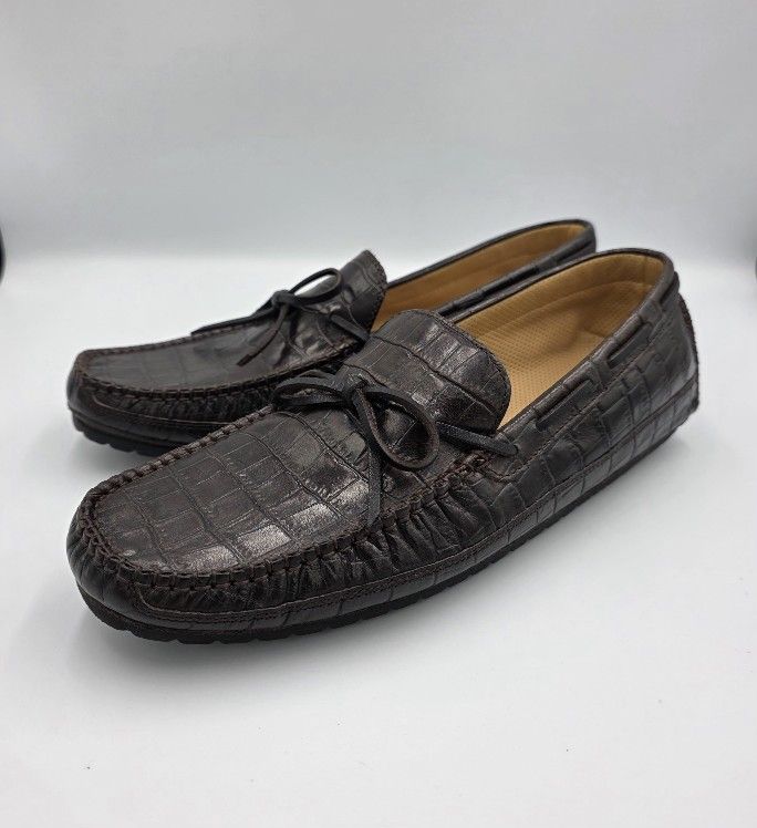 Cole Haan C05431 Men's Brown Faux Crocodile Leather Loafers Mocassins Size 9 M