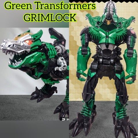 Transformers Grimlock Chomp and Stomp Green T-Rex Dinobot Robots