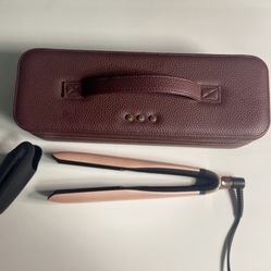 ghd platinum plus pink/peach hair straightener in case 