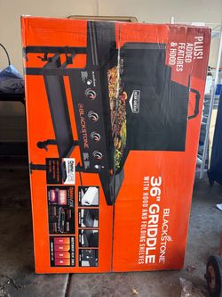 Blackstone Original Outdoor Griddle, 36 Inch 4-Burner Flat Top Grill with Hood, Black