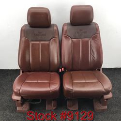 Brown Leather King Ranch Front Bucket Seats For A 2011 Through 2016 Ford F250 Or F350 Stock #9129