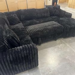 Ryder Black Sectional Sofa Bed with Storage and USB Charging Ports