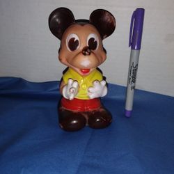 Vintage Walt Disney Productions Mickey Mouse Cartoon Character Yellow and Red 5"