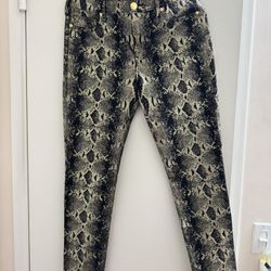 True Religion Halle Snakeskin Print Jeans Size 32 – Gold/Black Super Skinny 
