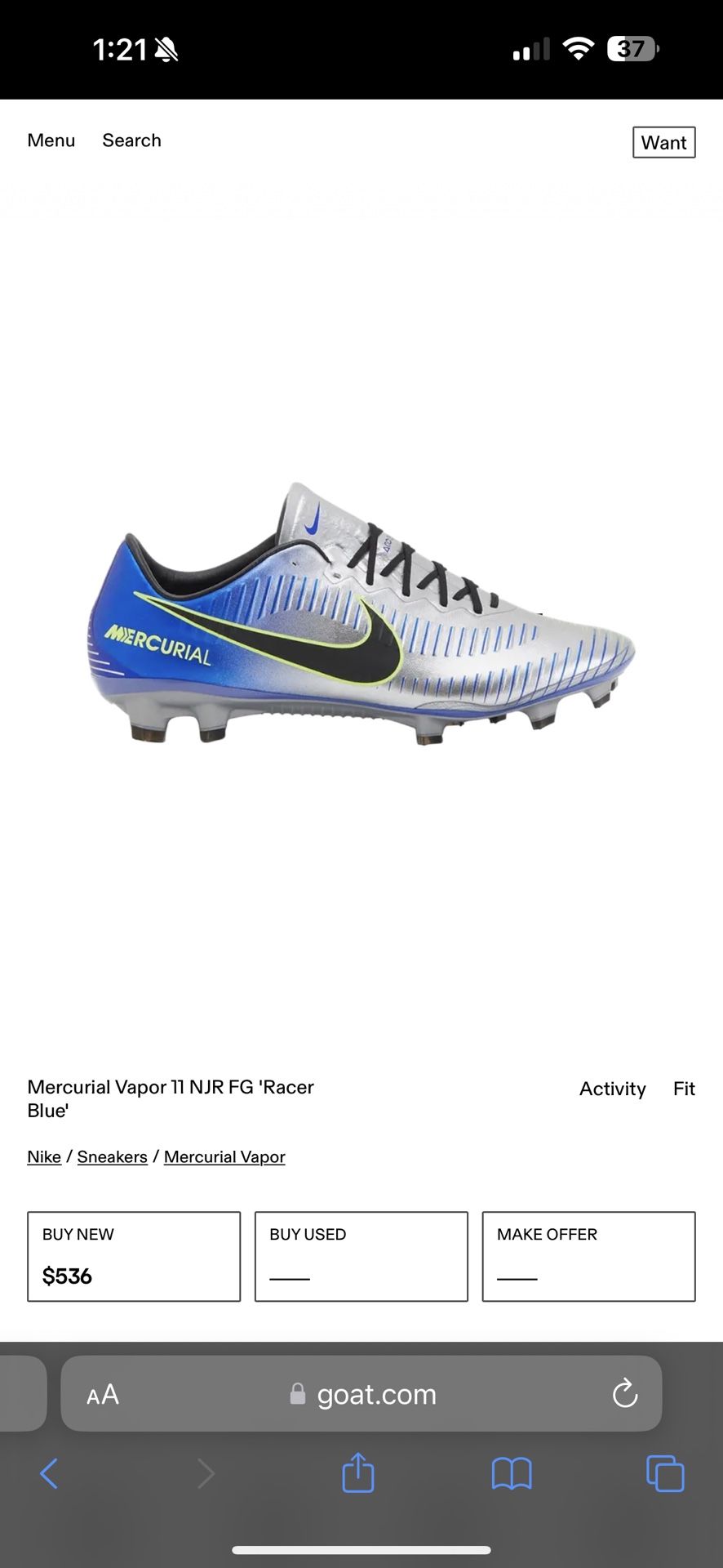 Mercurial Vapor 11 NJR FG 'Racer Blue'