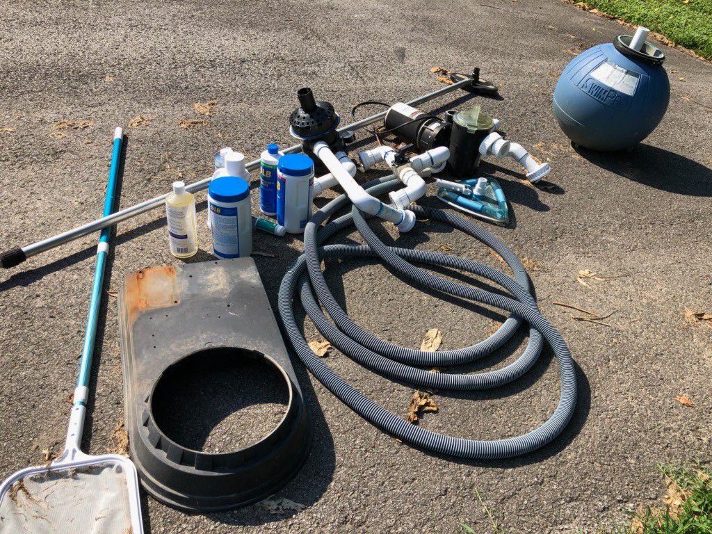 Above ground pool filter and supplies